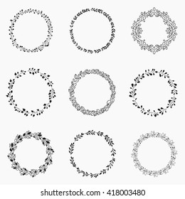 Set of vector wreaths. Isolated on white background. EPS 10