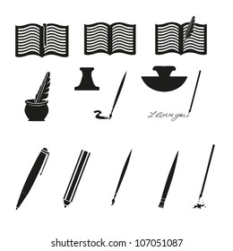 set of vector writing and painting icons