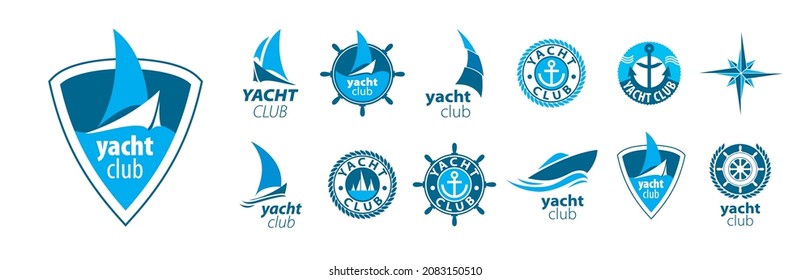 A set of vector Yacht logos on a white background
