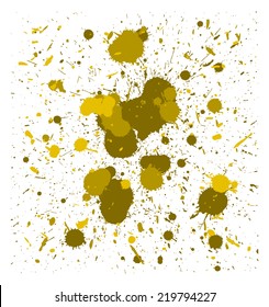 set of vector yellow quality handmade brush splatters