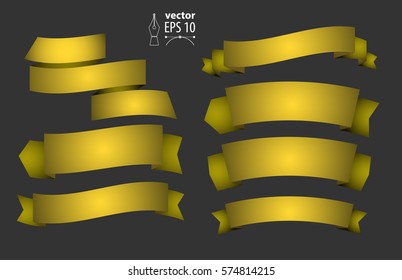 Set of vector yellow ribbons