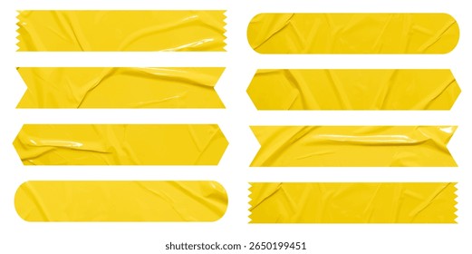 Set of vector yellow sticky note papers wrinkles, Copy space stickers or patches for preview tags labels design