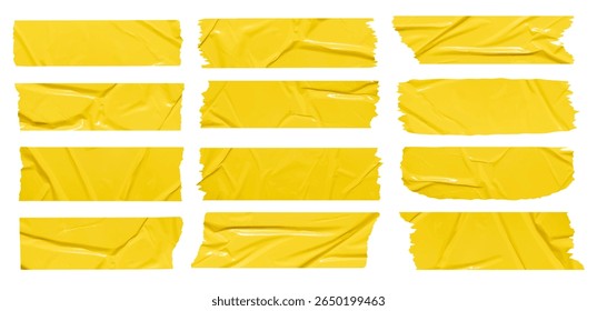 Set of vector yellow sticky note papers wrinkles