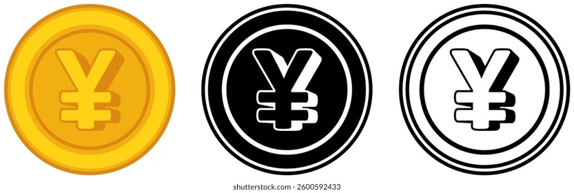 Set vector yen coins icon. japanese currency symbol template design illustration