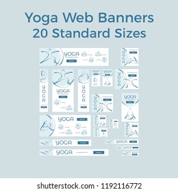 Set of vector yoga web banners