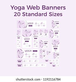 Set of vector yoga web banners