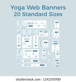 Set of vector yoga web banners
