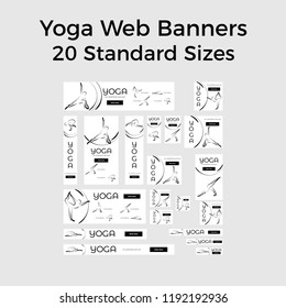 Set of vector yoga web banners