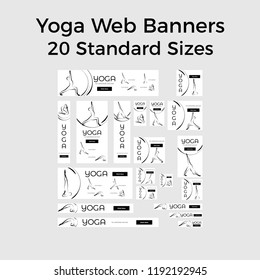 Set of vector yoga web banners