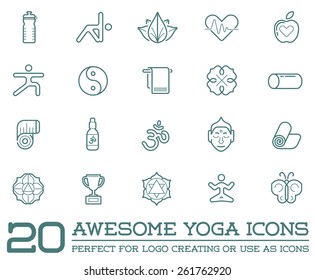 Set of Vector Yoga Zen Sport Elements and Fitness Healthy Illustration can be used as Logo or Icon in premium quality