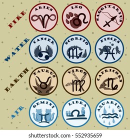 Set of vector zodiac signs