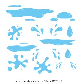Set of vectorized Drops. Sadness, streams, tears or drops of sweat. Water drop icon set.