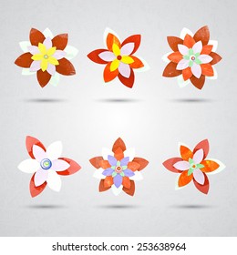 Set of Vectorized Flowers