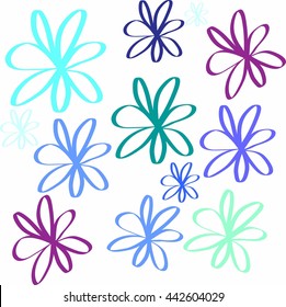 Set of Vectorized Flowers