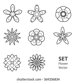 Set of Vectorized Flowers black