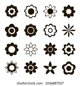 Set of Vectorized Flowers, flower icon set, isolated on white. 
