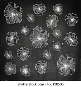 Set of Vectorized Flowers. Hand drawn vector stock illustration. Chalk board drawing.