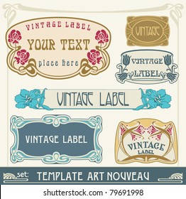 set vectors art nouveau