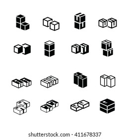 set of vectors box interlace icons