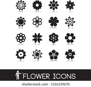 Set vectors, contains different types of flowers icons.