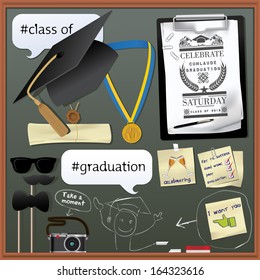 set of vectors graduation celebration 