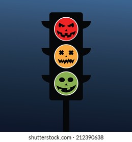 Set of vectors halloween symbol as road sign