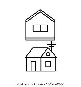 Set of vectors icons with house with house with antenna