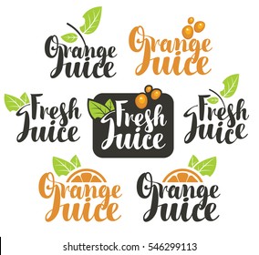set vectors logo on fresh orange juice