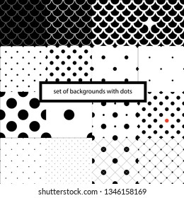 Set of vectors monochrome backgrounds with dots