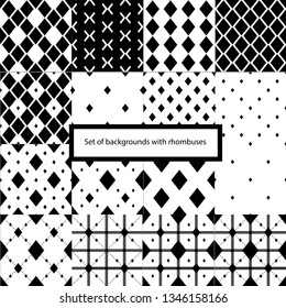 Set of vectors monochrome backgrounds with rombus