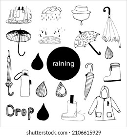 a set of vectors on the theme of rain. Vector illustration