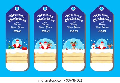 Set vectors patterns for design holidays tickets or banners or posters with Santa Claus and Snowman and Deer
