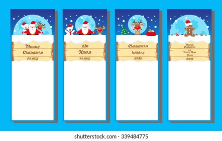 Set vectors patterns for design holidays tickets or banners or posters with Santa Claus and Snowman and Deer