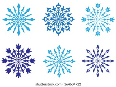 a set of vectors snowflakes 