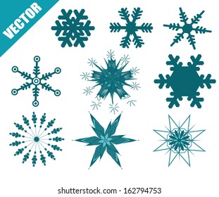 Set of vectors snowflakes on white background, vector illustration