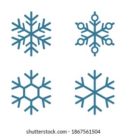 Set of vectors snowflakes. Winter set black isolated silhouette icon on white background. Line art