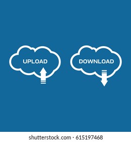 A set of vectors that shows an upload and download icon for the cloud.