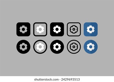 Set vectors ui design icons gear settings gray background