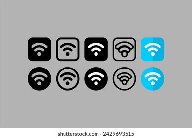 Set Vectors ui design icons signal wifi connection gray background