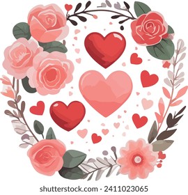 Set of vectors for Valentine's day. Watercolor hearts and lovers. Significant other. Vector illustration