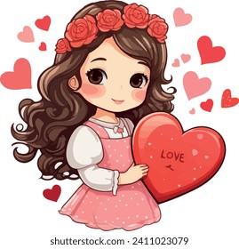 Set of vectors for Valentine's day. Watercolor hearts and lovers. Significant other. Vector illustration