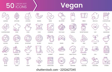 Set of vegan icons. Gradient style icon bundle. Vector Illustration