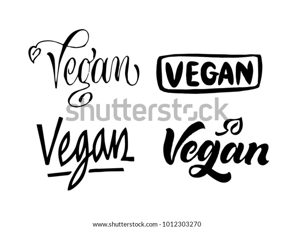 Set Vegan Lettering Hand Drawn Calligraphy Stock Vector Royalty Free 1012303270 Shutterstock 8054