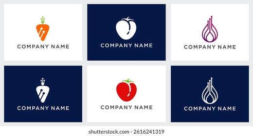 Set of vegan tech logo