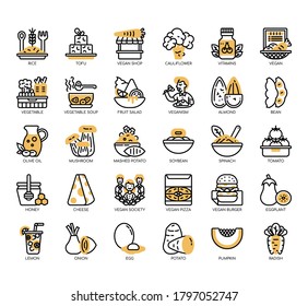 Set of vegan thin line and pixel perfect icons for any web and app project. 