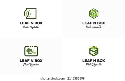 Set of Vegetable Box logo designs concept vector, Nature Box logo designs icon, Nutrition Box logo symbol