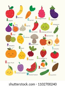set of vegetable and fruit alphabet. 