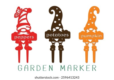 Set of Vegetable Garden Markers - pepper, potato,pumpkin