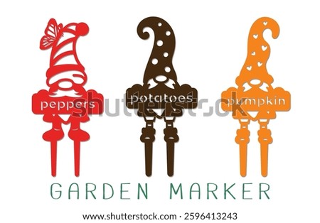 Set of Vegetable Garden Markers - pepper, potato,pumpkin