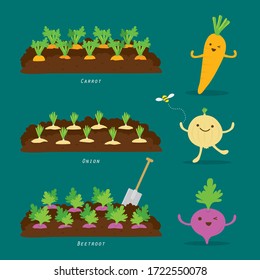 Set of Vegetable garden. Organic and healthy food Cartoon Vector illustration.